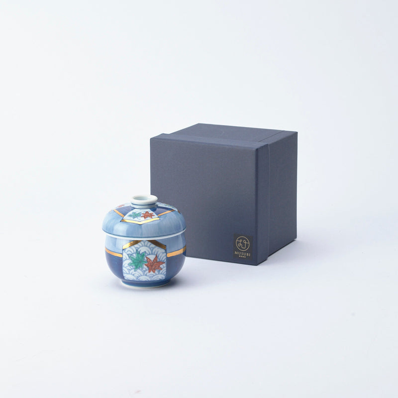 Musubi Mono Wave Motif with Pine and Plum Blossom Arita Chawanmushi Bowl - MUSUBI KILN - Quality Japanese Tableware and Gift