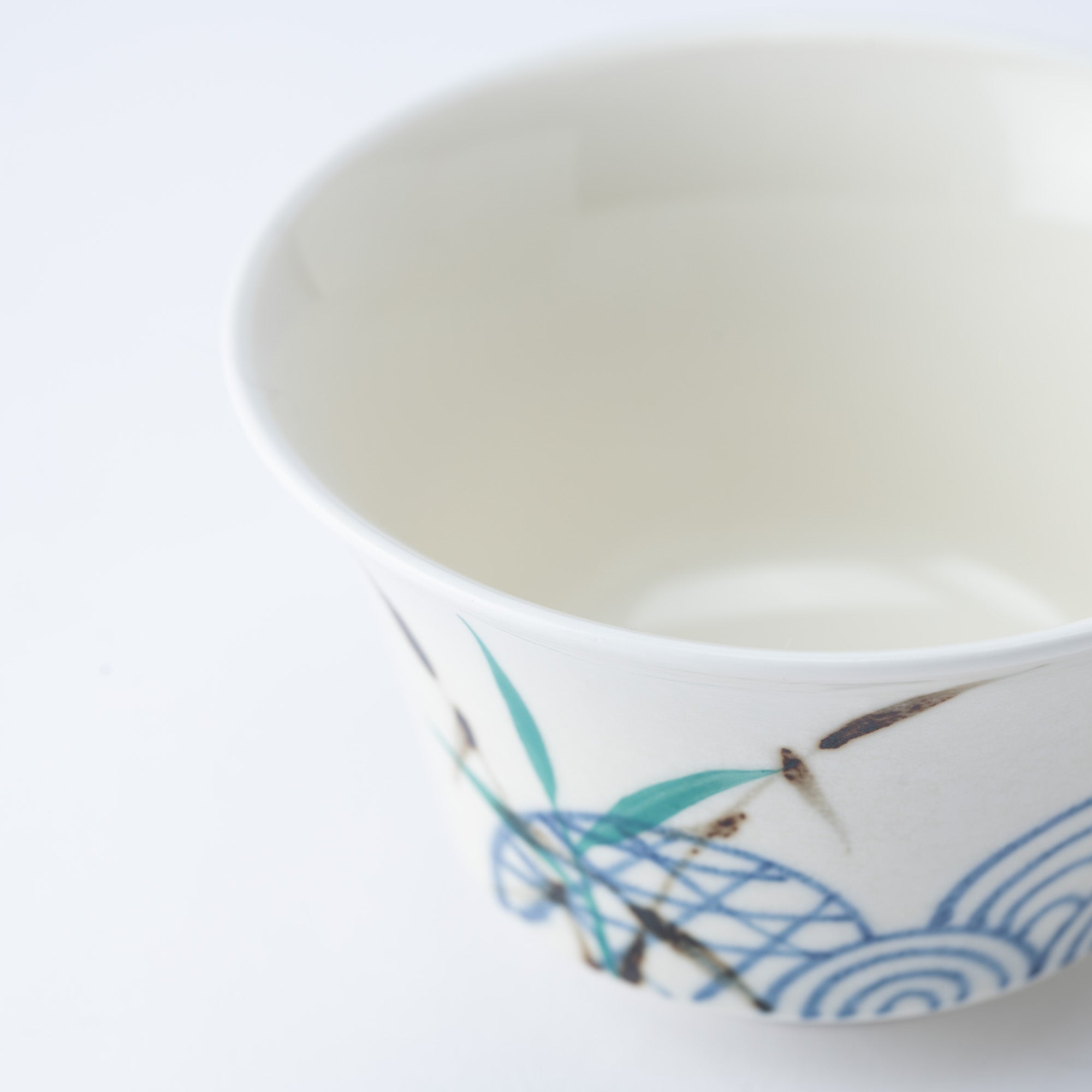 Musubi Mono Waves and Reed Grass Arita Chawanmushi Bowl - MUSUBI KILN - Quality Japanese Tableware and Gift