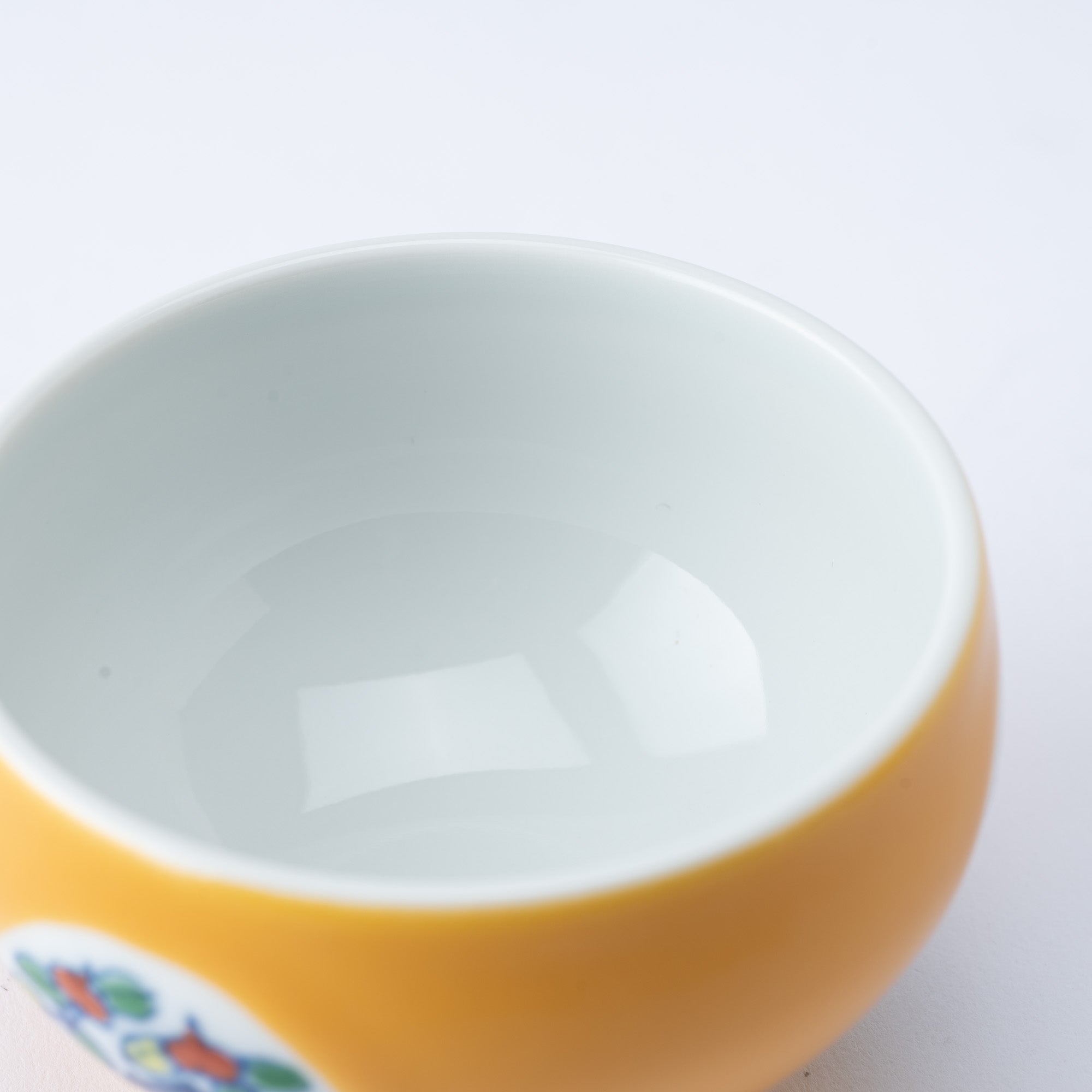 Musubi Mono Yellow Glaze Bird and Flower Motif Arita Chawanmushi Bowl - MUSUBI KILN - Quality Japanese Tableware and Gift