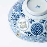 Myousen Toubou Auspicious Pattern Sakura - Shaped Kutani Bowl 6.7 in - MUSUBI KILN - Quality Japanese Tableware and Gift