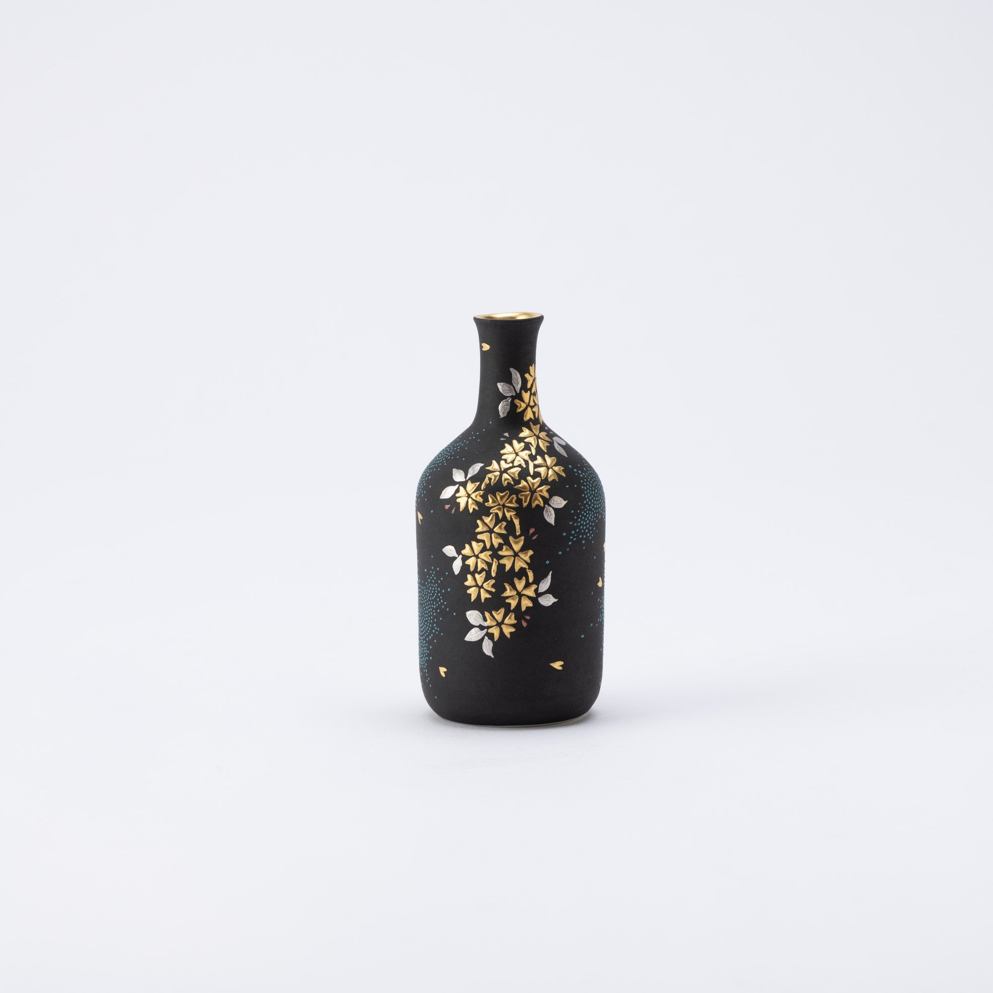 Nakada Kingyoku Morikin Sakura Aochibu Bottle Vase - MUSUBI KILN - Quality Japanese Tableware and Gift