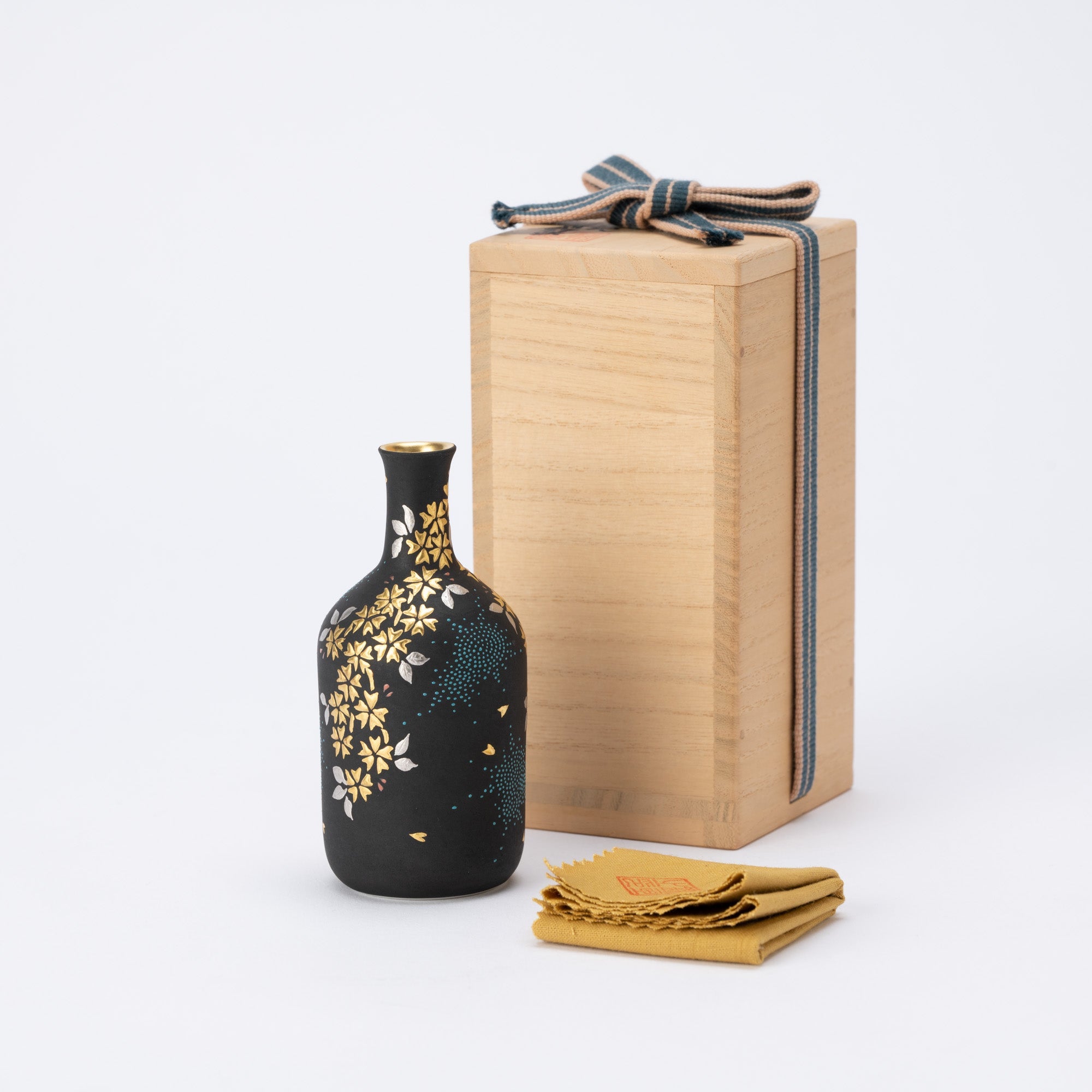 Nakada Kingyoku Morikin Sakura Aochibu Bottle Vase - MUSUBI KILN - Quality Japanese Tableware and Gift