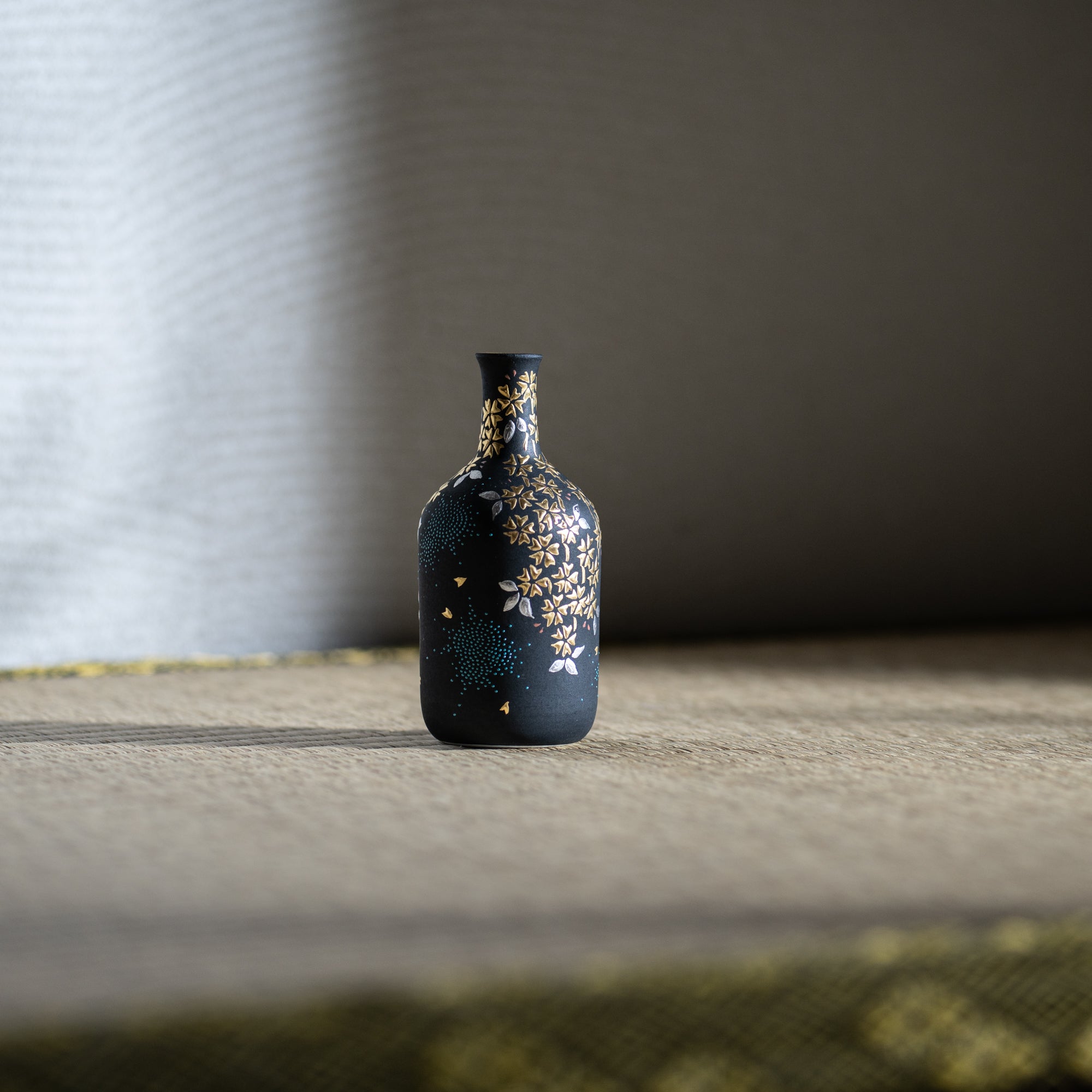 Nakada Kingyoku Morikin Sakura Aochibu Bottle Vase - MUSUBI KILN - Quality Japanese Tableware and Gift