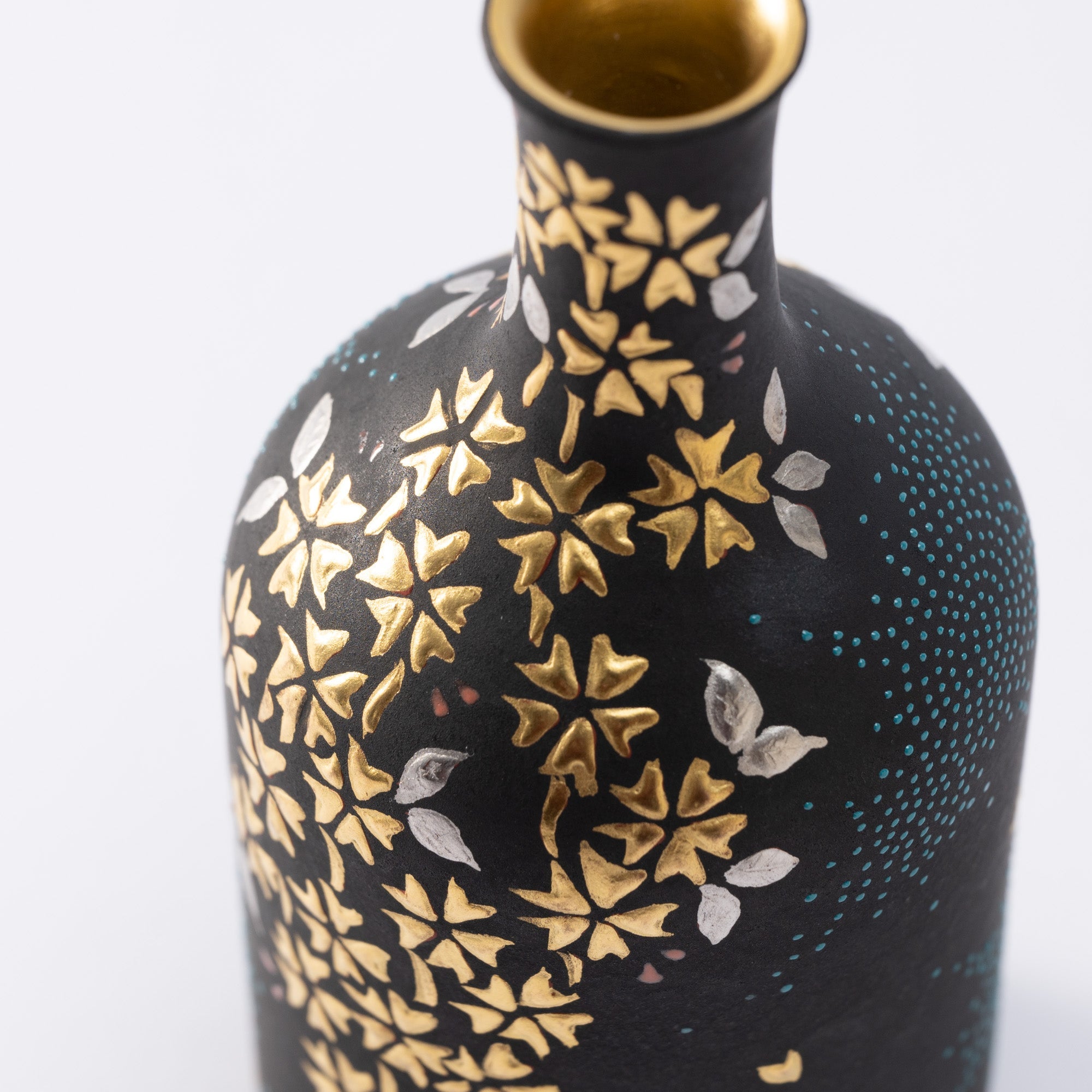 Nakada Kingyoku Morikin Sakura Aochibu Bottle Vase - MUSUBI KILN - Quality Japanese Tableware and Gift