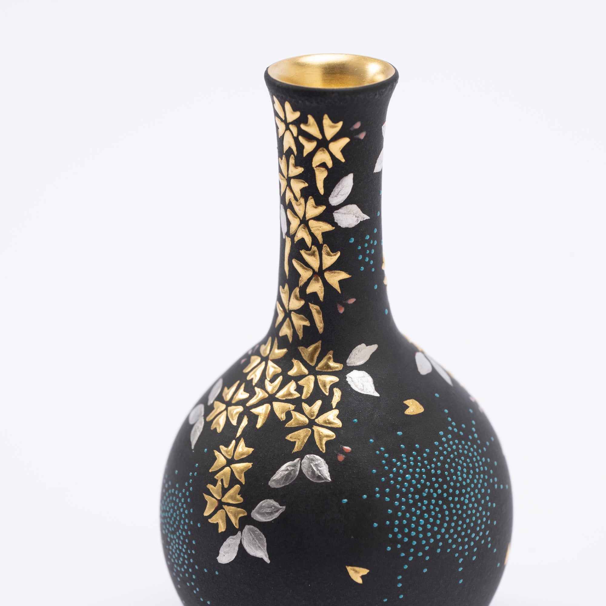 Nakada Kingyoku Morikin Sakura Aochibu Crane Neck Vase - MUSUBI KILN - Quality Japanese Tableware and Gift