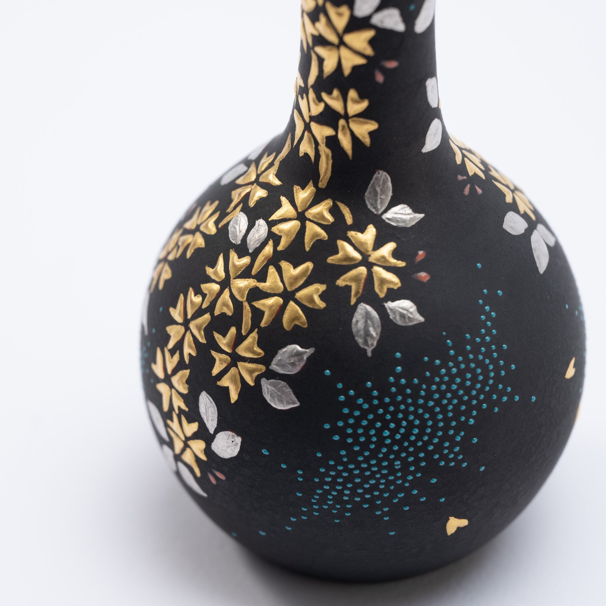 Nakada Kingyoku Morikin Sakura Aochibu Crane Neck Vase - MUSUBI KILN - Quality Japanese Tableware and Gift