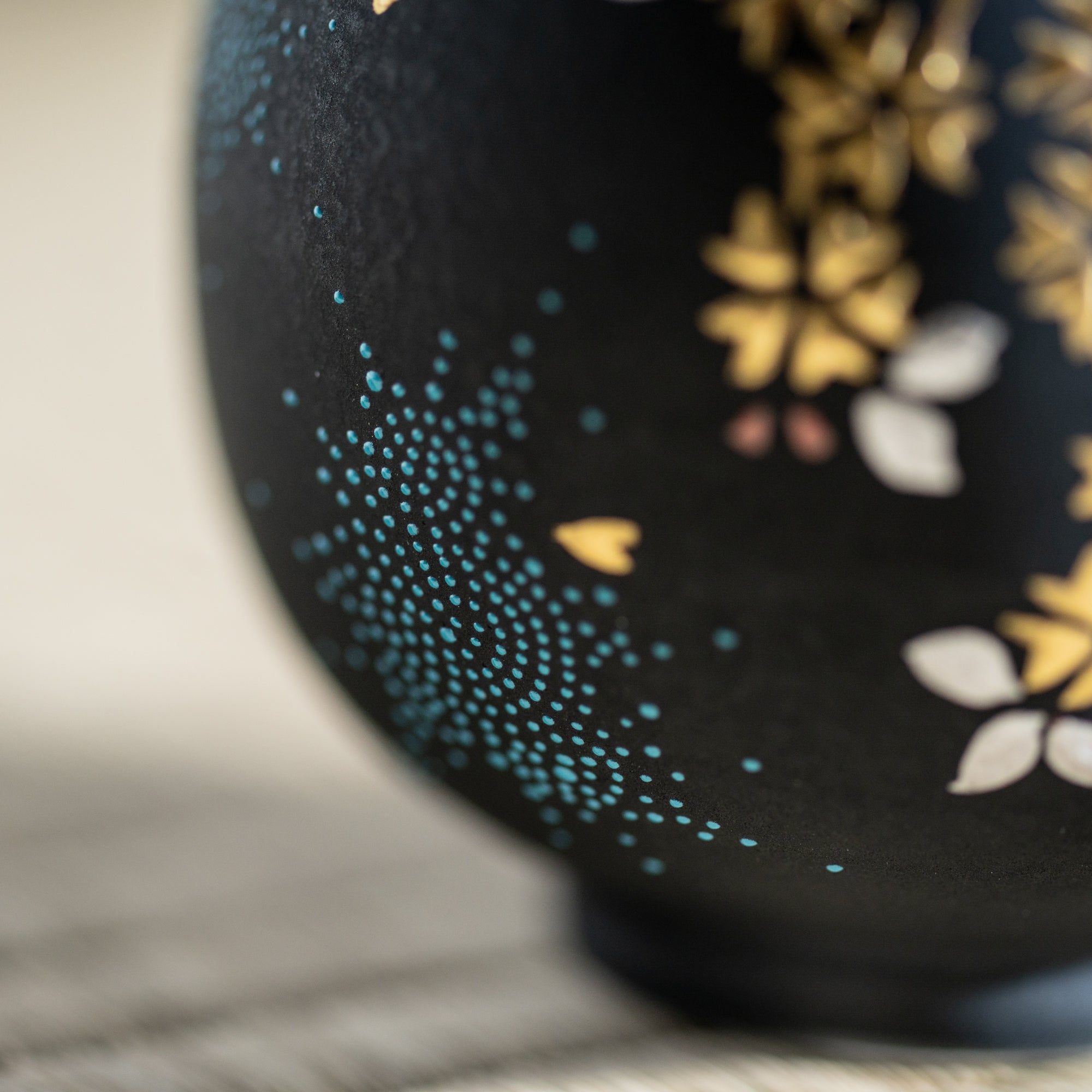 Nakada Kingyoku Morikin Sakura Aochibu Small Round Vase - MUSUBI KILN - Quality Japanese Tableware and Gift