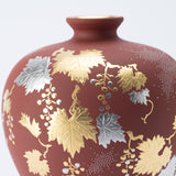 Nakada Kingyoku Red Morikin Shirochibu Grape Pattern Vase - MUSUBI KILN - Quality Japanese Tableware and Gift