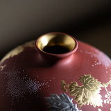 Nakada Kingyoku Red Morikin Shirochibu Grape Pattern Vase - MUSUBI KILN - Quality Japanese Tableware and Gift