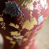 Nakada Kingyoku Red Morikin Shirochibu Grape Pattern Vase - MUSUBI KILN - Quality Japanese Tableware and Gift