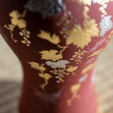 Nakada Kingyoku Red Morikin Shirochibu Grape Pattern Vase - MUSUBI KILN - Quality Japanese Tableware and Gift