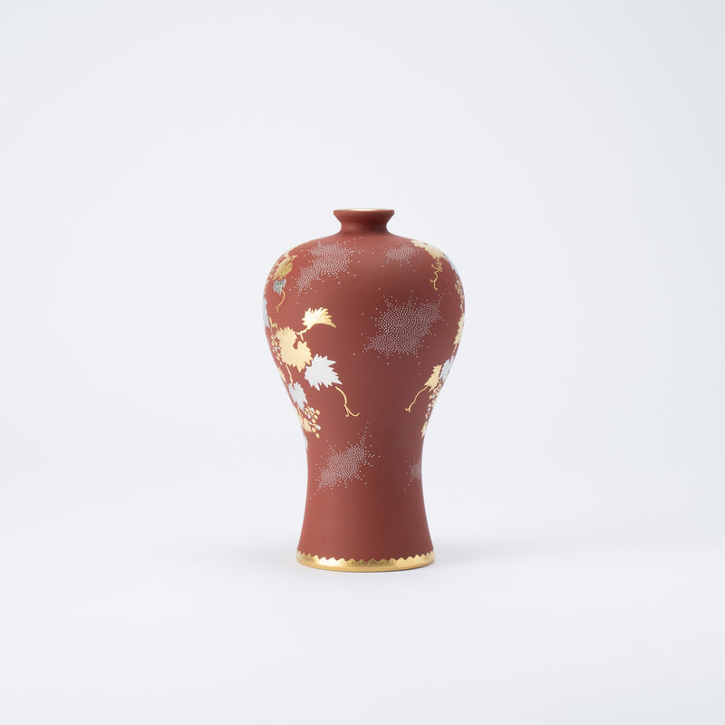 Nakada Kingyoku Red Morikin Shirochibu Grape Pattern Vase - MUSUBI KILN - Quality Japanese Tableware and Gift