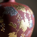 Nakada Kingyoku Red Morikin Shirochibu Grape Pattern Vase - MUSUBI KILN - Quality Japanese Tableware and Gift