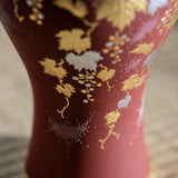 Nakada Kingyoku Red Morikin Shirochibu Grape Pattern Vase - MUSUBI KILN - Quality Japanese Tableware and Gift