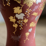 Nakada Kingyoku Red Morikin Shirochibu Grape Pattern Vase - MUSUBI KILN - Quality Japanese Tableware and Gift