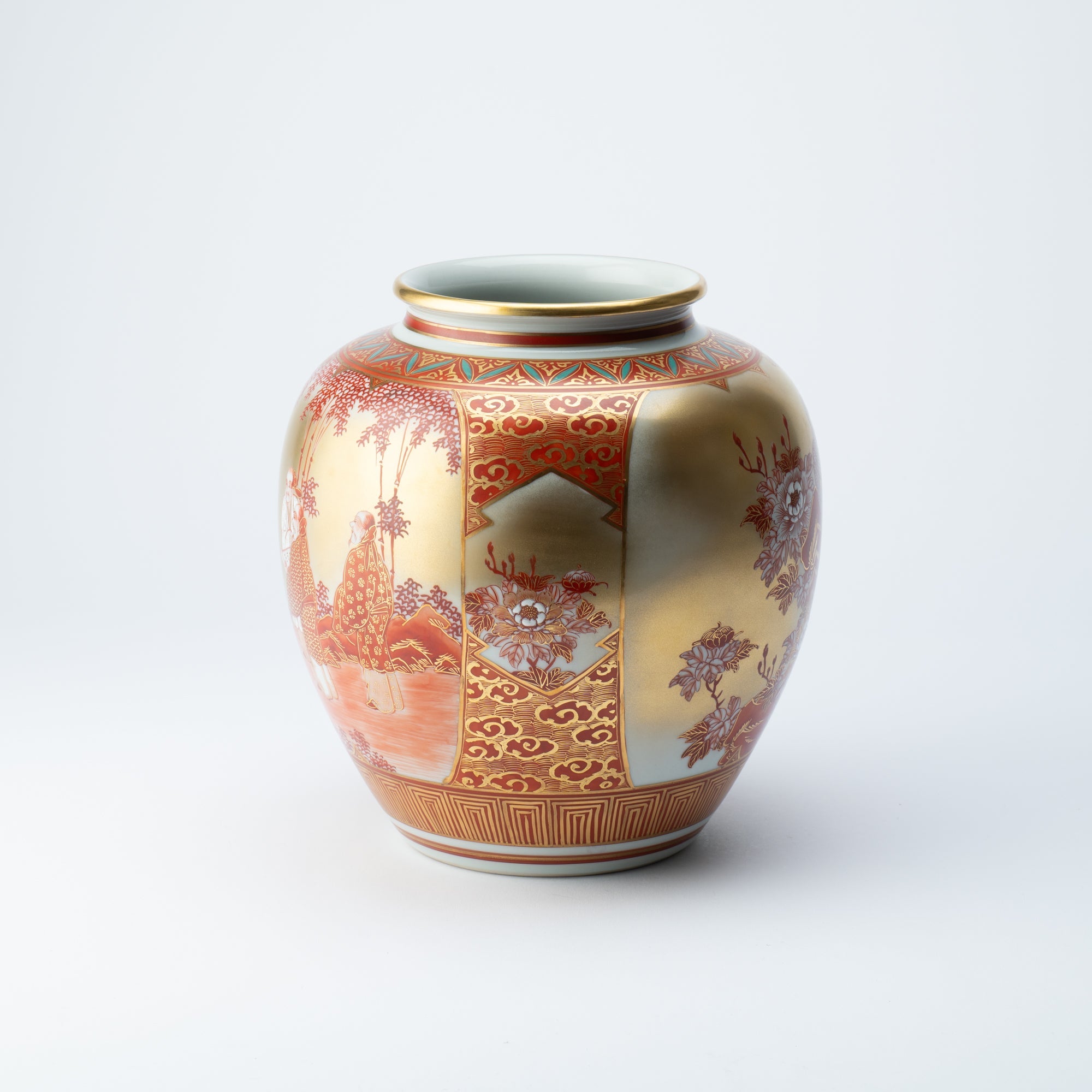 Nakada Kingyoku Shoza Style Kutani Ware Flower Vase - MUSUBI KILN - Quality Japanese Tableware and Gift