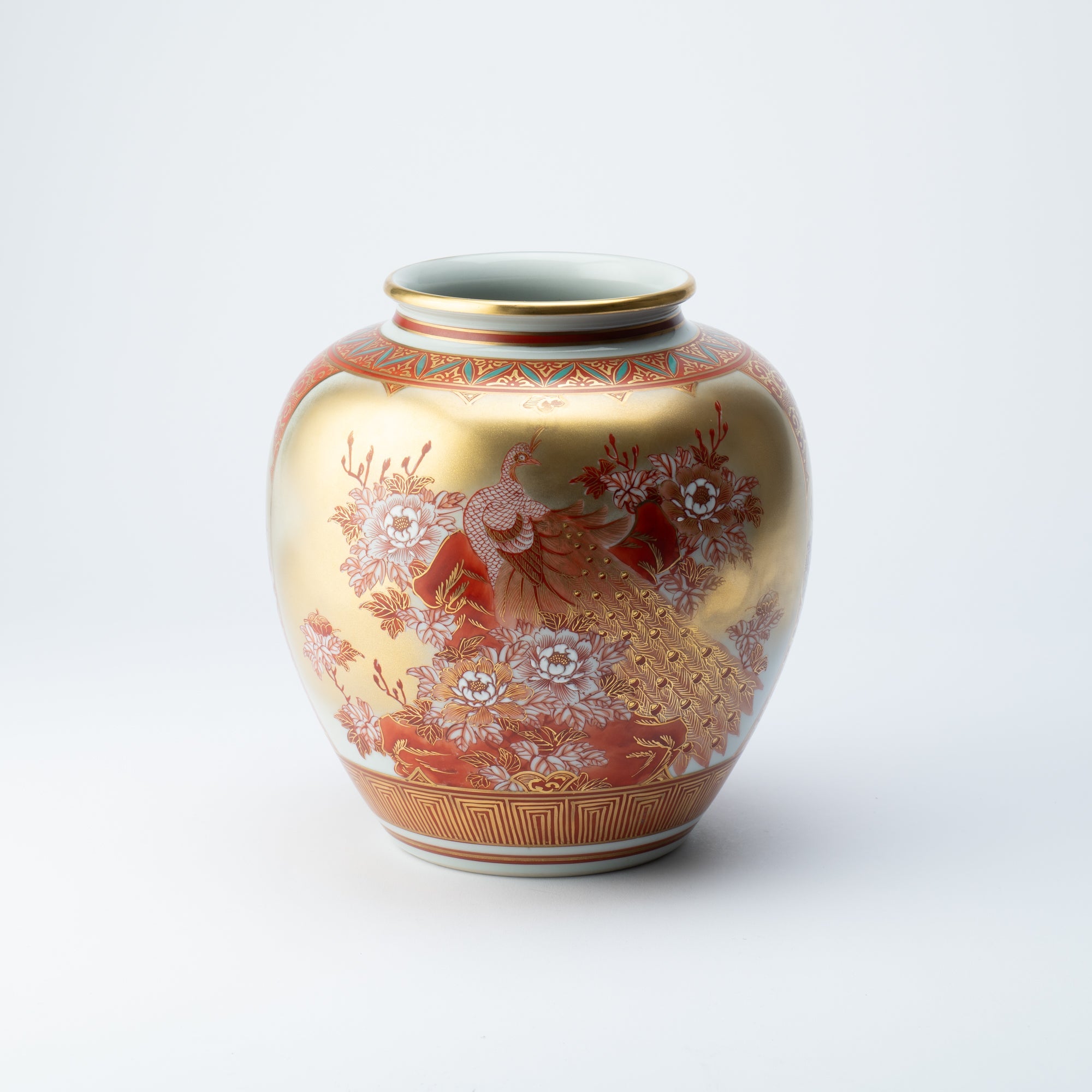 Nakada Kingyoku Shoza Style Kutani Ware Flower Vase - MUSUBI KILN - Quality Japanese Tableware and Gift