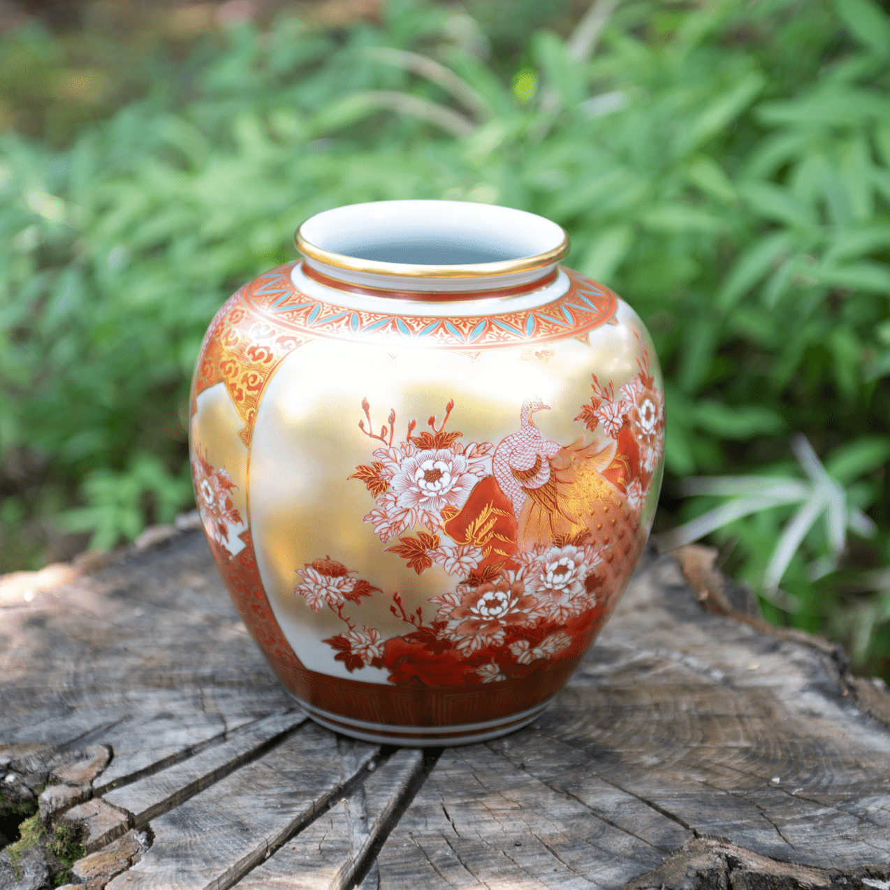 Nakada Kingyoku Shoza Style Kutani Ware Flower Vase - MUSUBI KILN - Quality Japanese Tableware and Gift