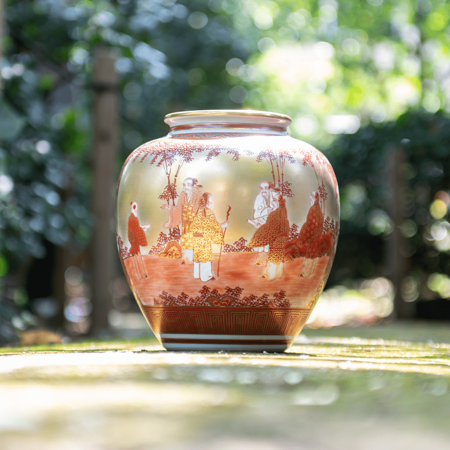 Nakada Kingyoku Shoza Style Kutani Ware Flower Vase - MUSUBI KILN - Quality Japanese Tableware and Gift