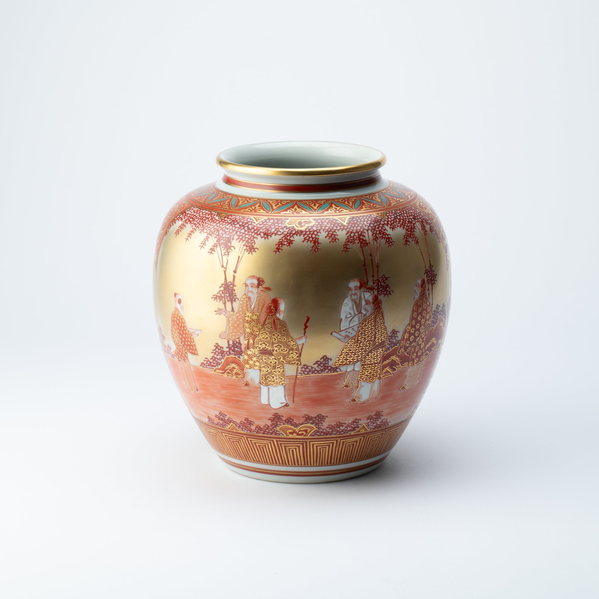 Nakada Kingyoku Shoza Style Kutani Ware Flower Vase - MUSUBI KILN - Quality Japanese Tableware and Gift