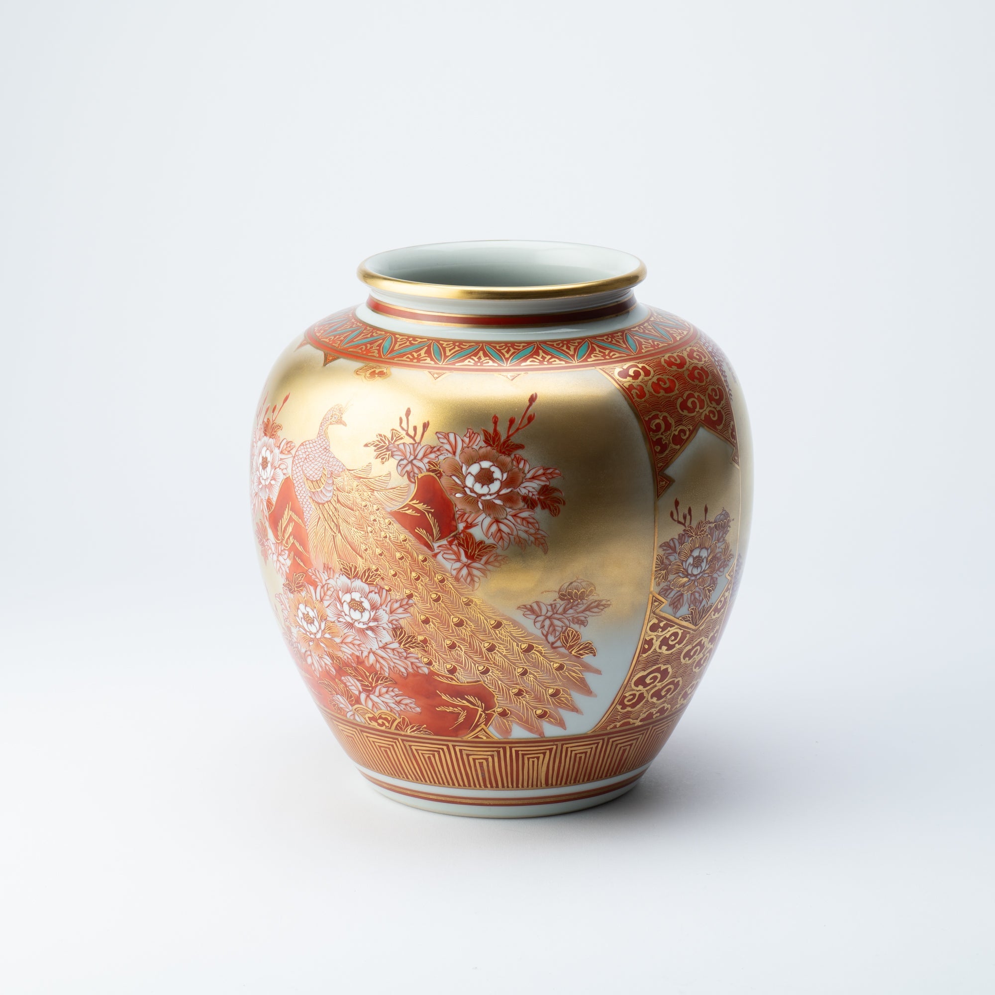 Nakada Kingyoku Shoza Style Kutani Ware Flower Vase - MUSUBI KILN - Quality Japanese Tableware and Gift