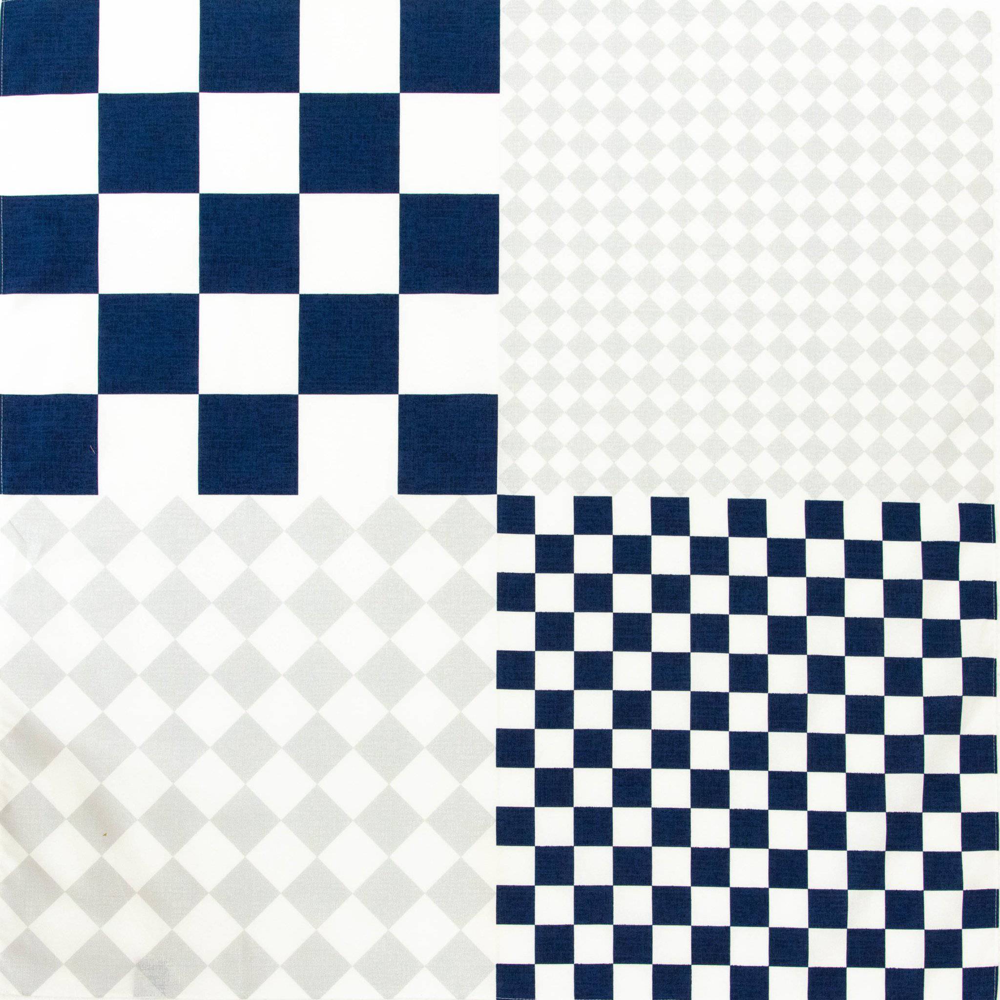 Navy And Silver Checkered Furoshiki Wrapping Cloth 27in - MUSUBI KILN - Quality Japanese Tableware and Gift