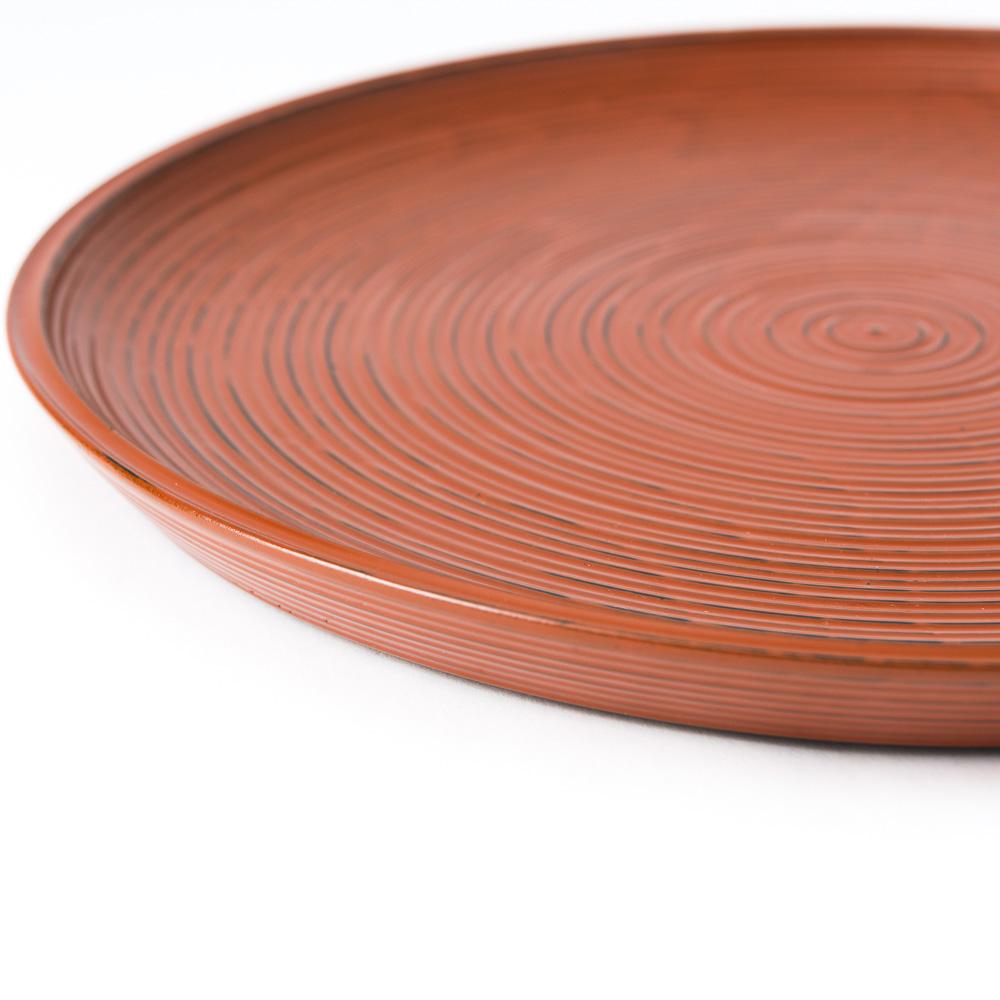 Negoro Round Shaped Yamanaka Lacquerware Tray - MUSUBI KILN - Quality Japanese Tableware and Gift