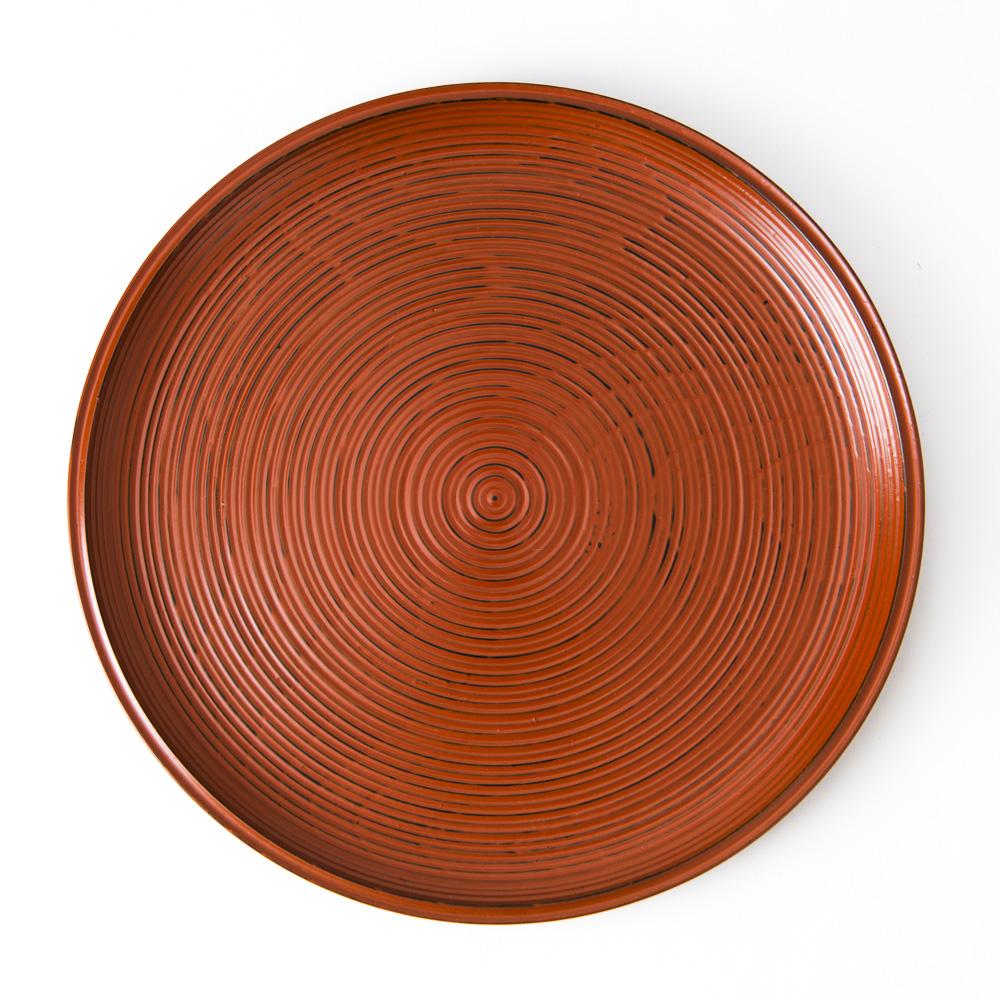 Negoro Round Shaped Yamanaka Lacquerware Tray - MUSUBI KILN - Quality Japanese Tableware and Gift