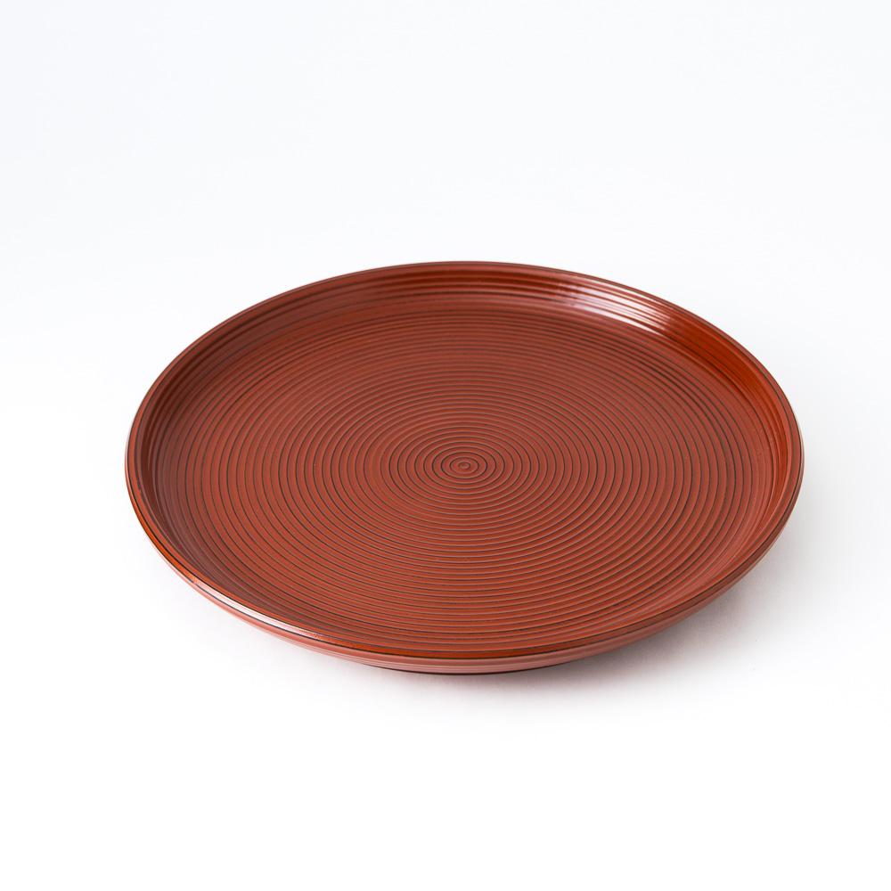 Negoro Stripe Round Shaped High Stand Yamanaka Lacquerware Tray - MUSUBI KILN - Quality Japanese Tableware and Gift