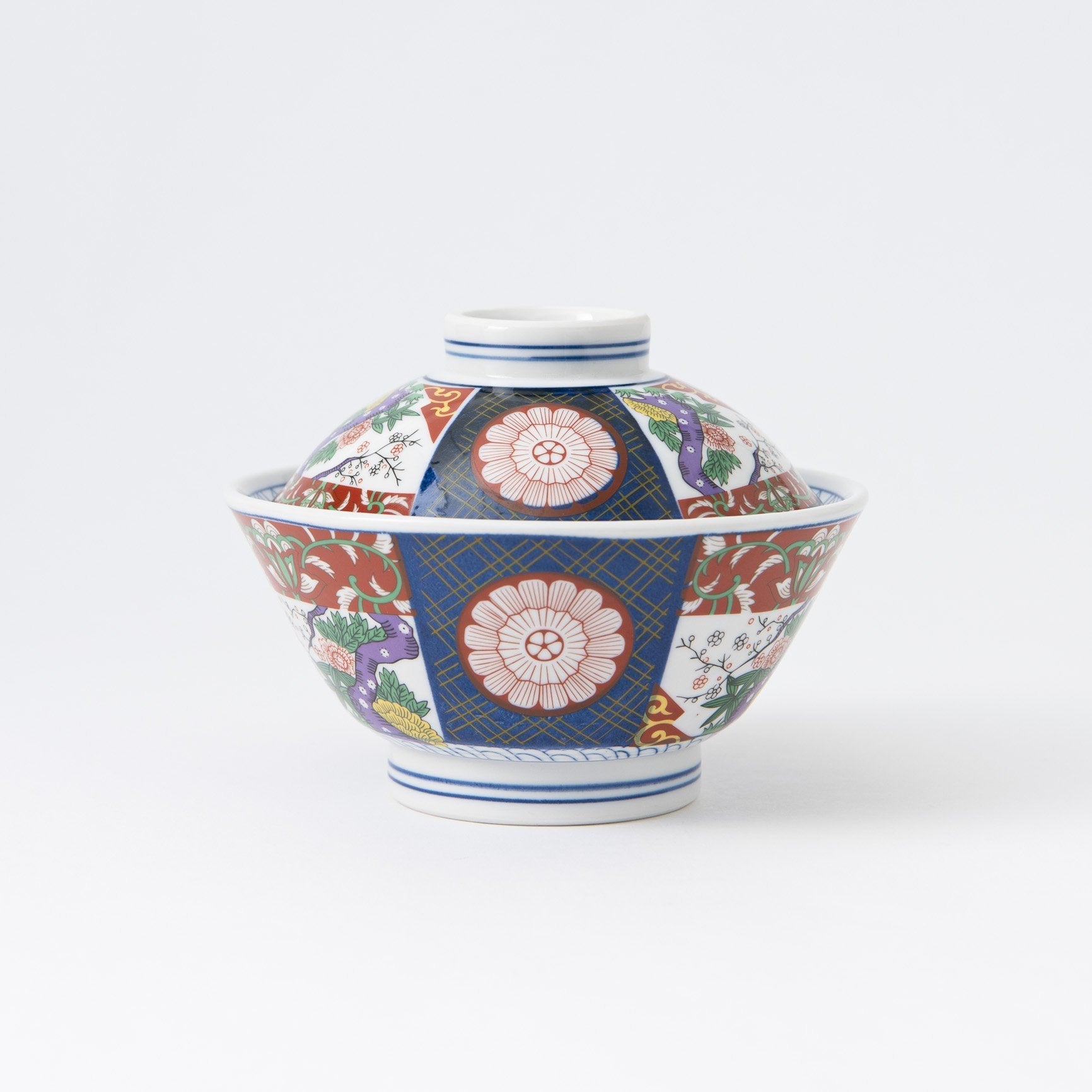 Nishiki Peony Mino Ware Donburi Rice Bowl with Lid S - MUSUBI KILN - Quality Japanese Tableware and Gift