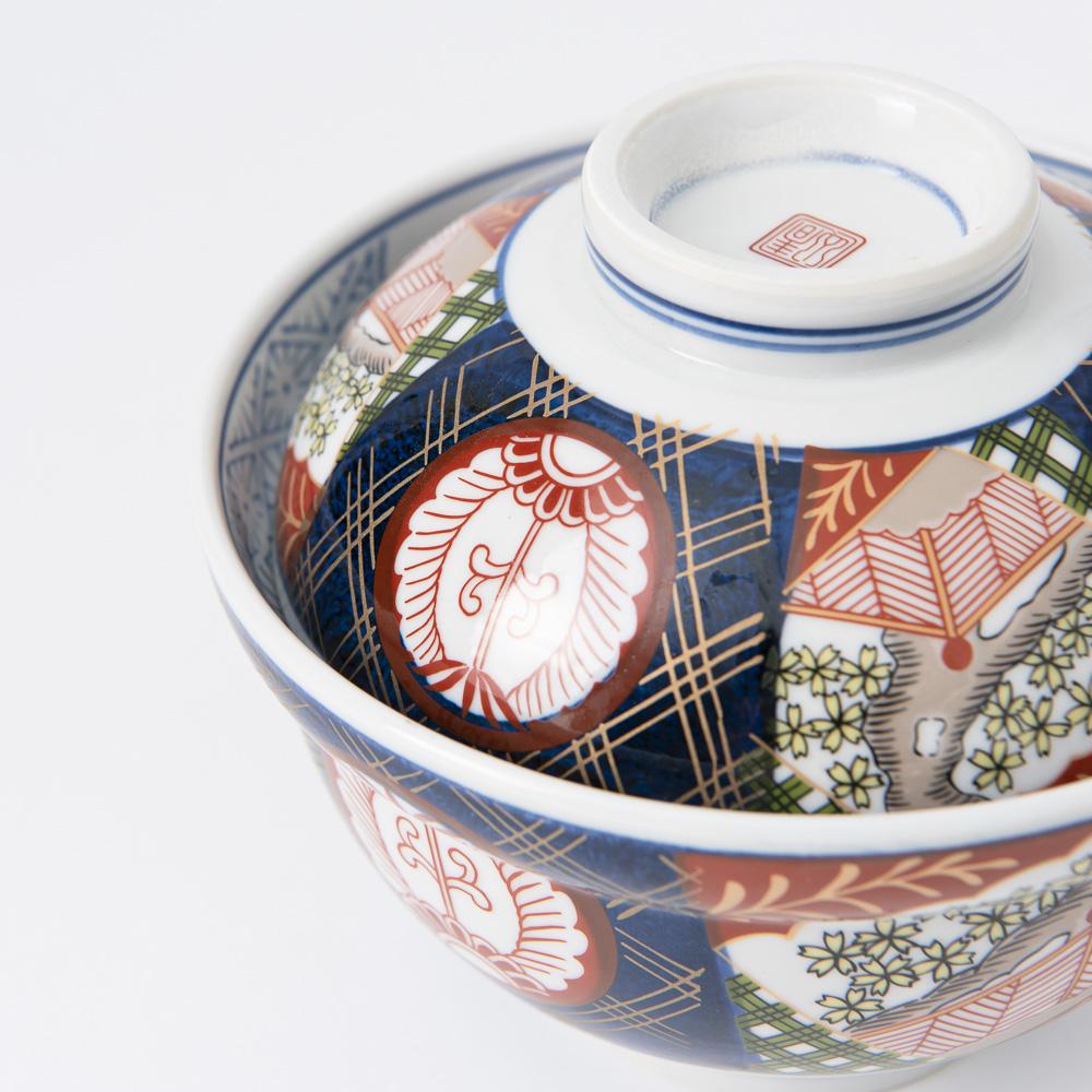 Nishiki Sakura Mino Ware Donburi Rice Bowl with Lid L - MUSUBI KILN - Quality Japanese Tableware and Gift