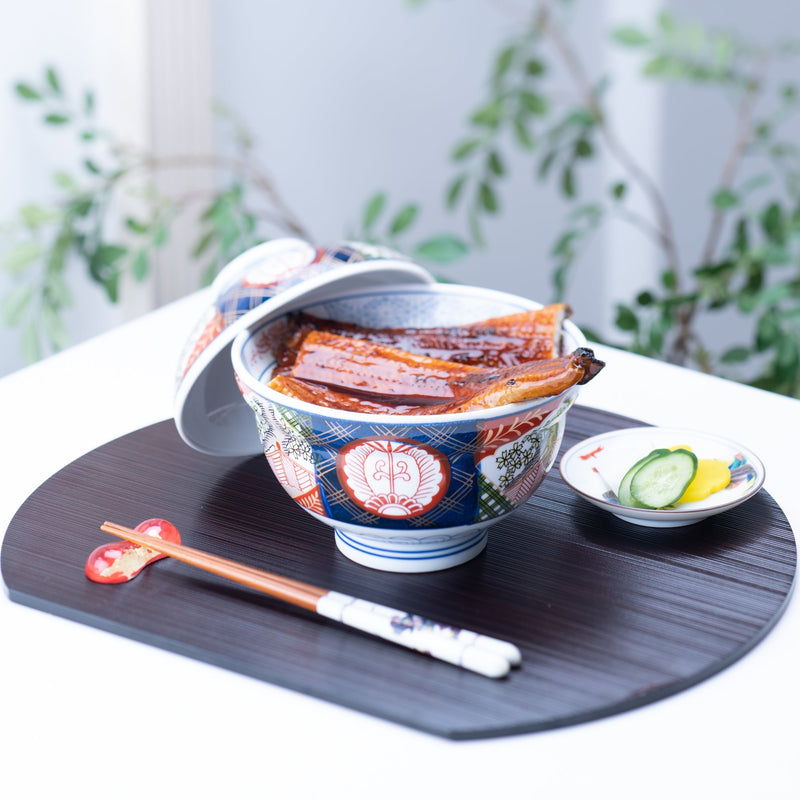 Nishiki Sakura Mino Ware Donburi Rice Bowl with Lid L - MUSUBI KILN - Quality Japanese Tableware and Gift