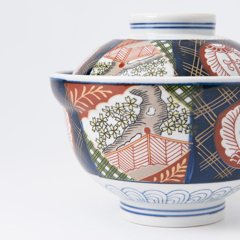 Nishiki Sakura Mino Ware Donburi Rice Bowl with Lid L - MUSUBI KILN - Quality Japanese Tableware and Gift