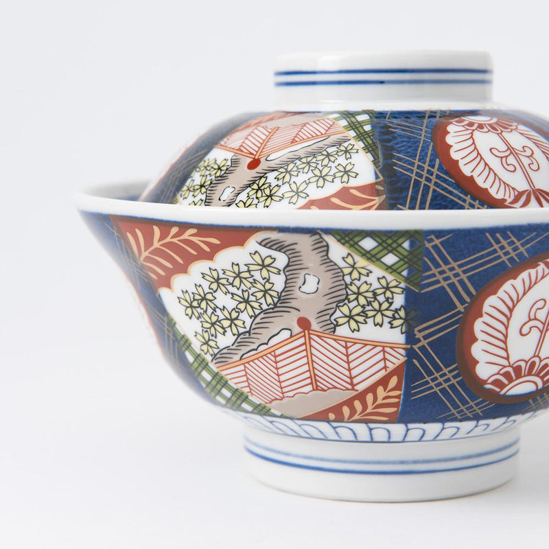 Nishiki Sakura Mino Ware Donburi Rice Bowl with Lid M - MUSUBI KILN - Quality Japanese Tableware and Gift