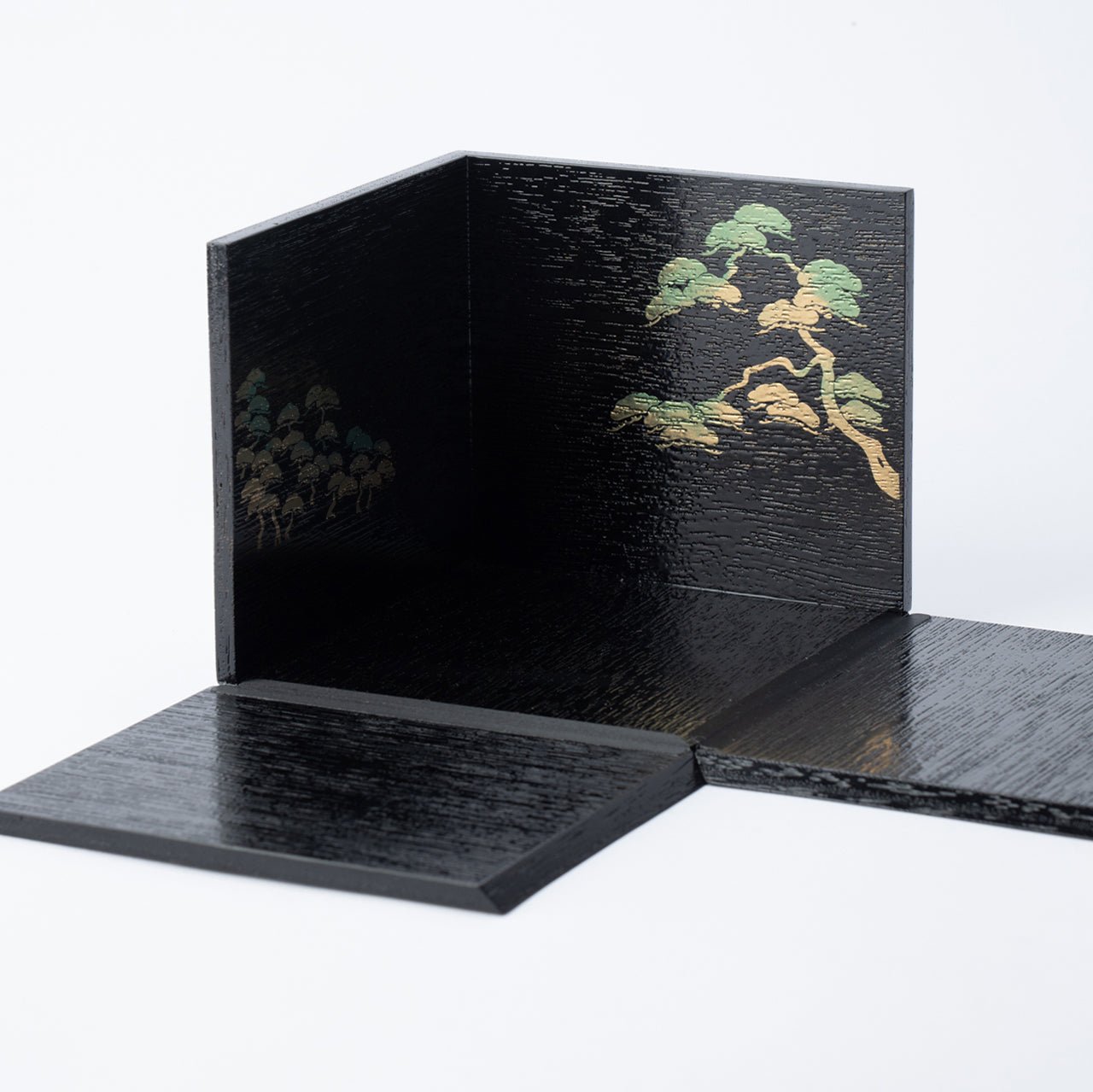 Nishimoto Ippuku Black Pine Yamanaka Lacquerware Matcha Tea Set - MUSUBI KILN - Quality Japanese Tableware and Gift