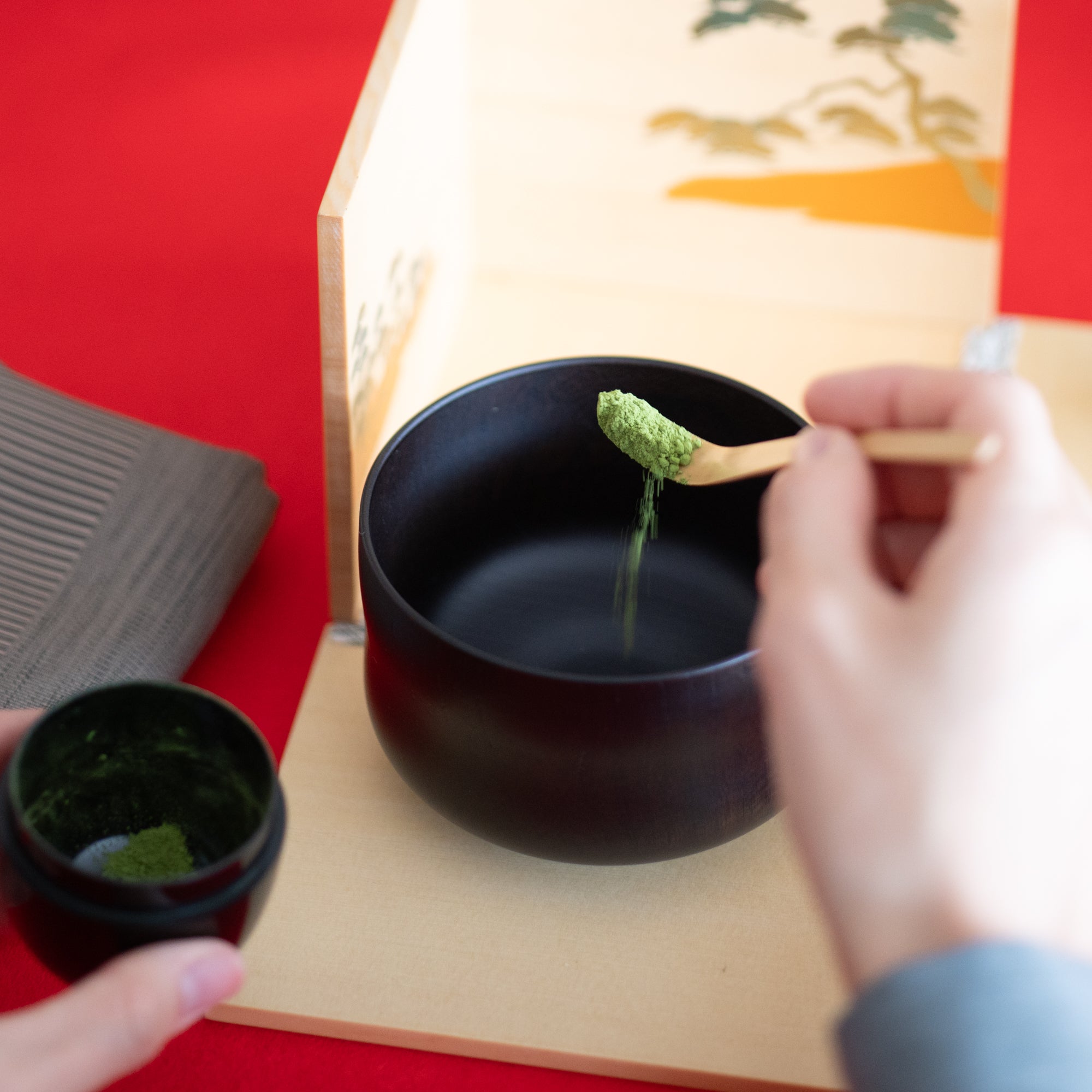 Nishimoto Ippuku White Pine Yamanaka Lacquerware Matcha Tea Set - MUSUBI KILN - Quality Japanese Tableware and Gift