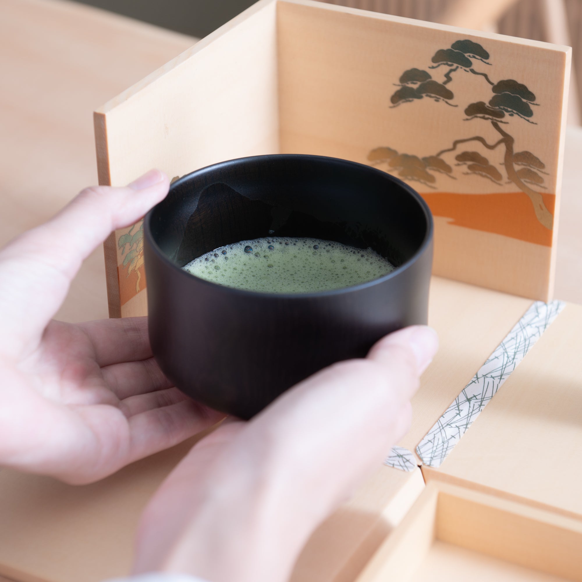 Nishimoto Ippuku White Pine Yamanaka Lacquerware Matcha Tea Set - MUSUBI KILN - Quality Japanese Tableware and Gift