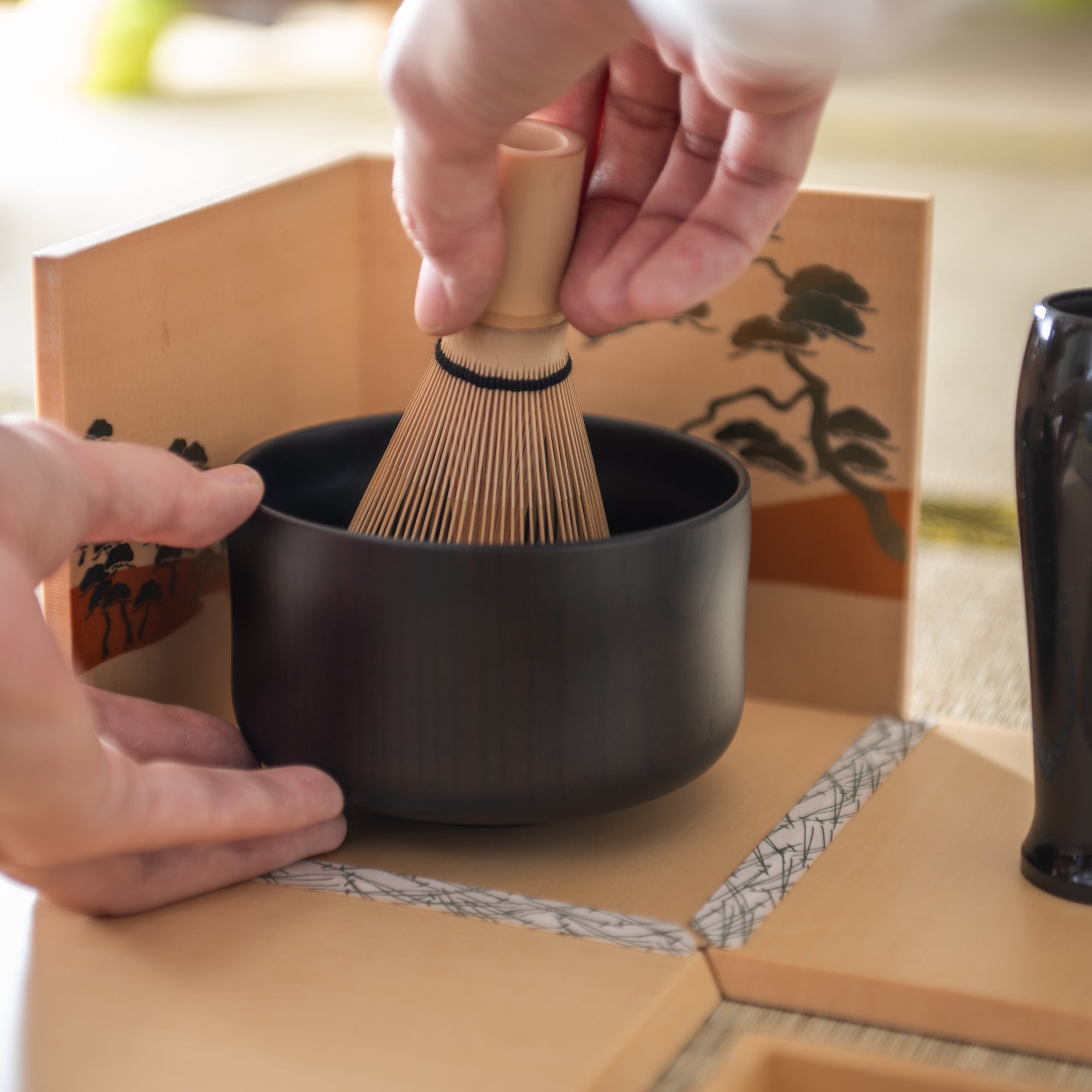 Nishimoto Ippuku White Pine Yamanaka Lacquerware Matcha Tea Set - MUSUBI KILN - Quality Japanese Tableware and Gift