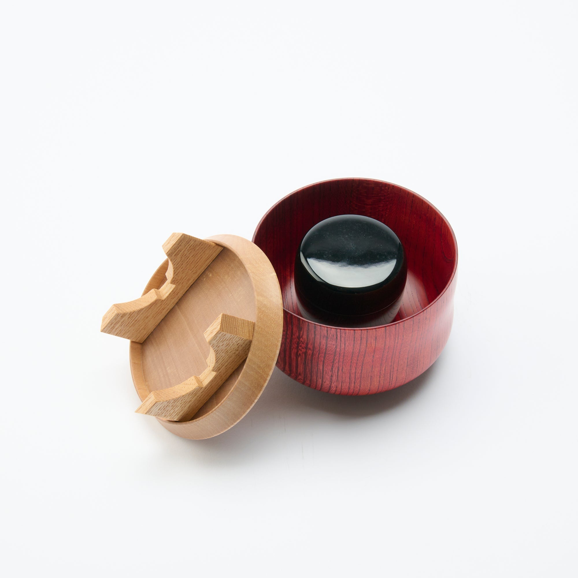 Nishimoto Ippuku Yamanaka Lacquerware Matcha Tea Set with Rose Furoshiki - MUSUBI KILN - Quality Japanese Tableware and Gift