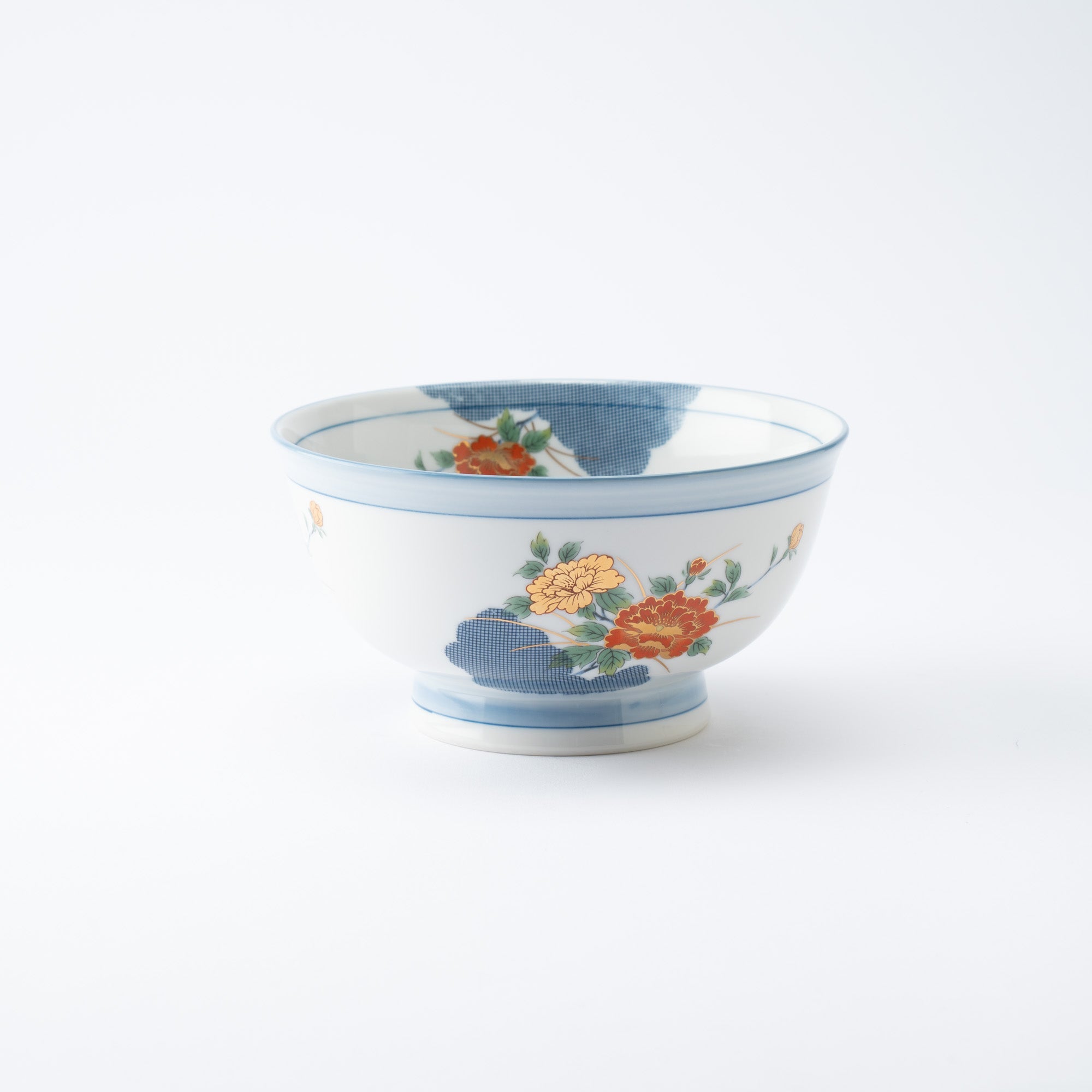 Nunome Peony Mino Ware Donburi Bowl L - MUSUBI KILN - Quality Japanese Tableware and Gift