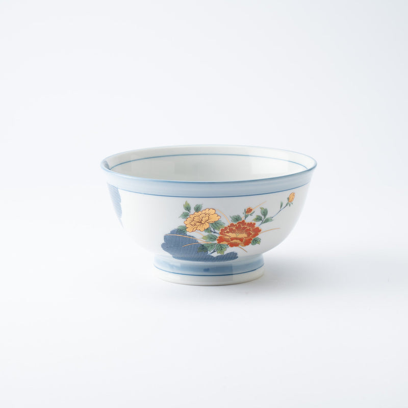 Nunome Peony Mino Ware Donburi Bowl L - MUSUBI KILN - Quality Japanese Tableware and Gift