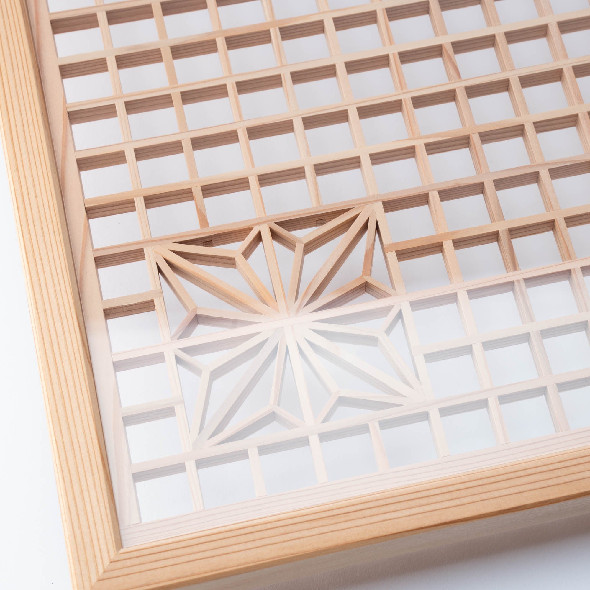 Ominato Bunkichi Hemp Leaf Wazen Kumiko Tray L - MUSUBI KILN - Quality Japanese Tableware and Gift