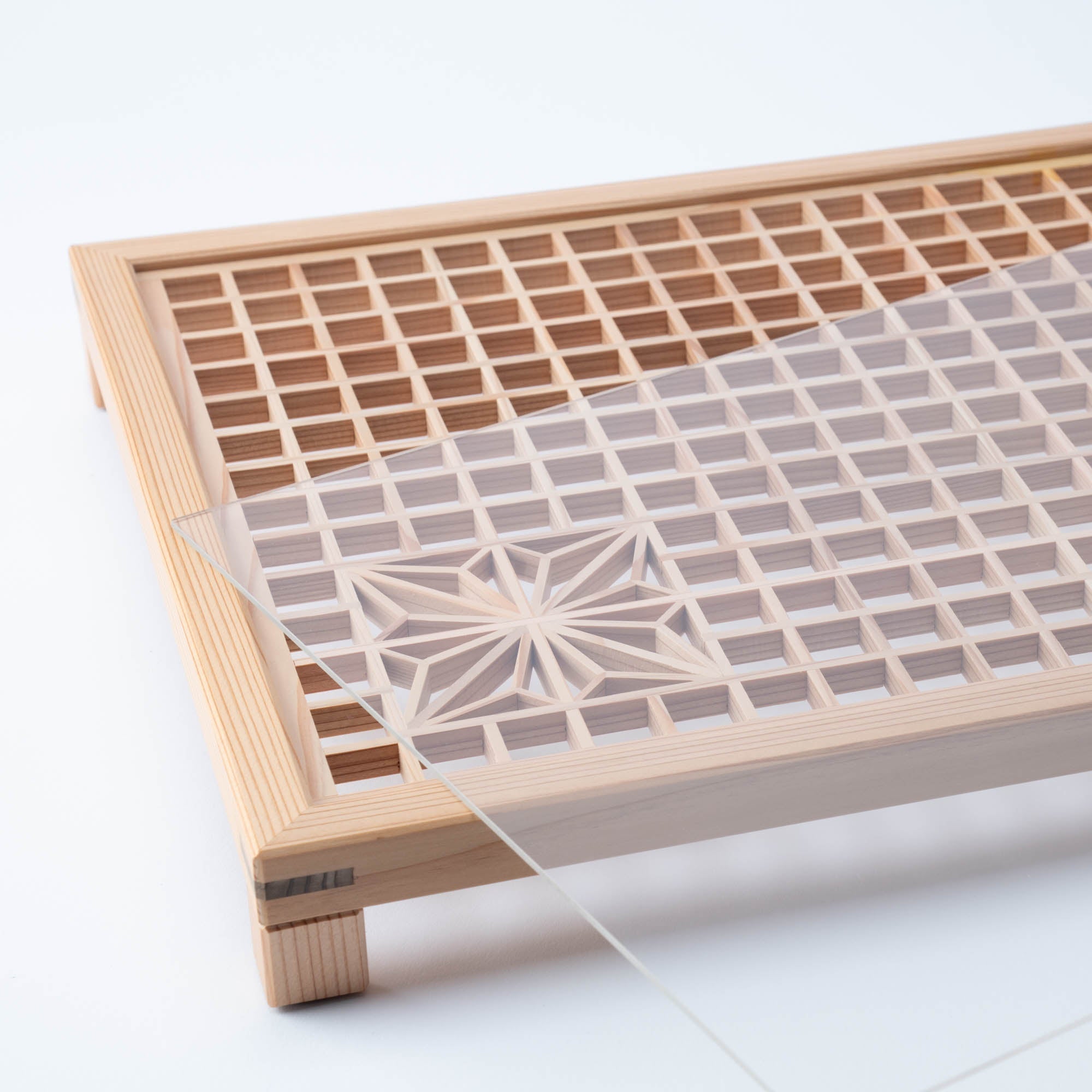 Ominato Bunkichi Hemp Leaf Wazen Kumiko Tray L - MUSUBI KILN - Quality Japanese Tableware and Gift