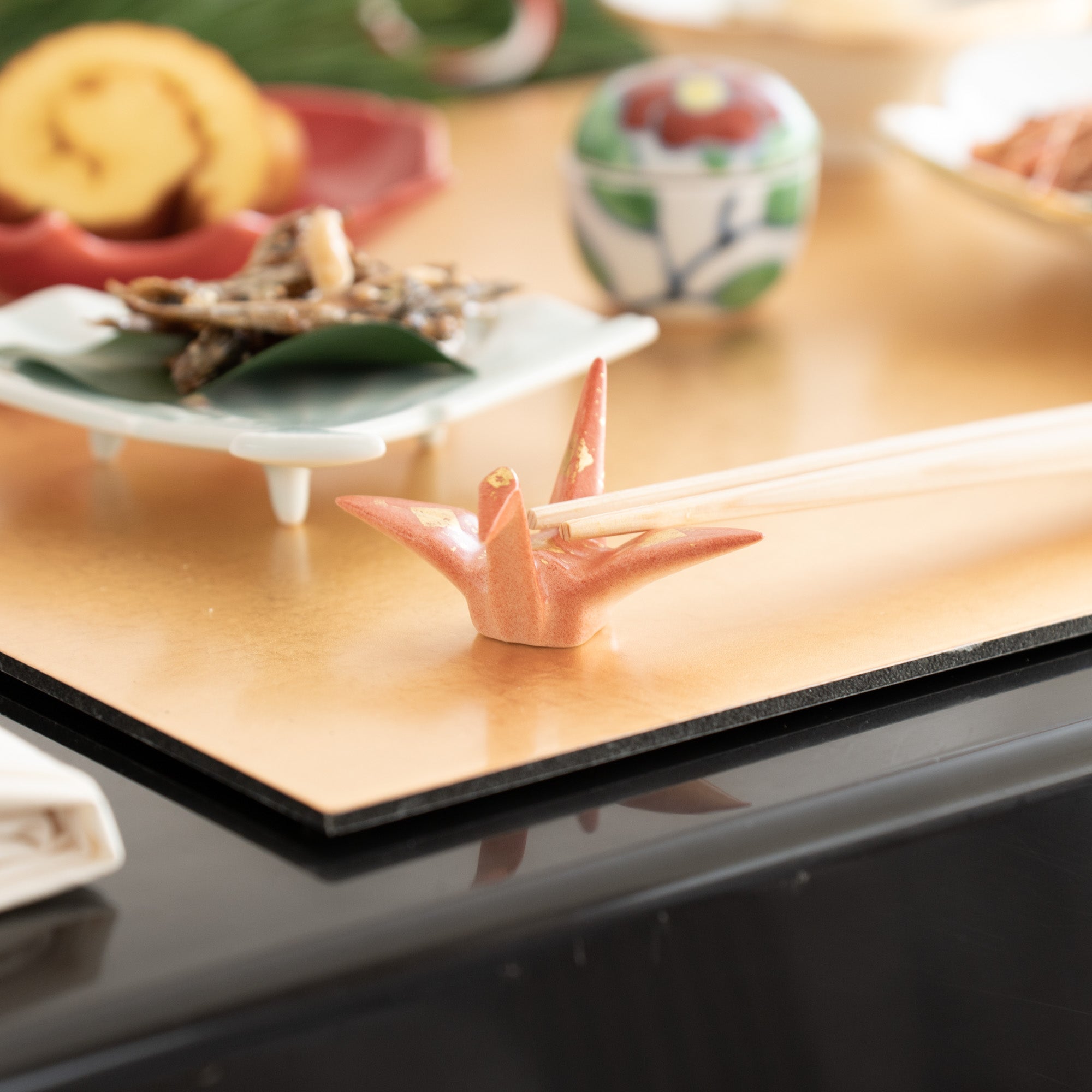 Origami Crane Kutani Chopstick Rest Set - MUSUBI KILN - Quality Japanese Tableware and Gift