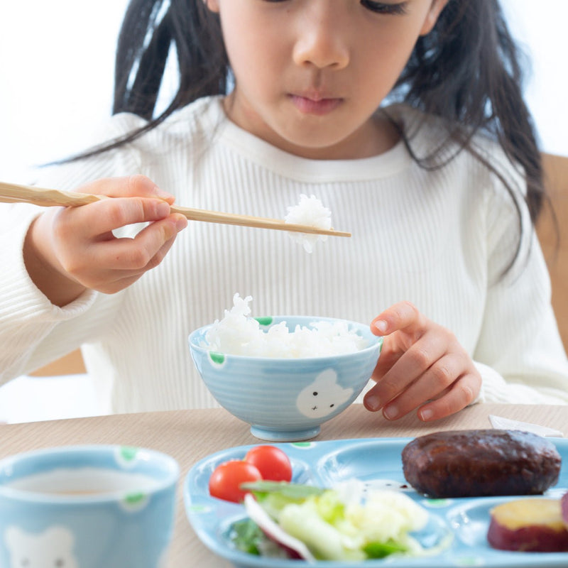 Oshin Kiln Blue Bear Hasami Children's Japanese Rice Bowl - MUSUBI KILN - Quality Japanese Tableware and Gift