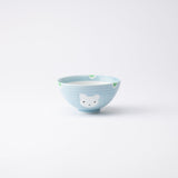 Oshin Kiln Blue Bear Hasami Children's Japanese Rice Bowl - MUSUBI KILN - Quality Japanese Tableware and Gift