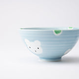 Oshin Kiln Blue Bear Hasami Children's Japanese Rice Bowl - MUSUBI KILN - Quality Japanese Tableware and Gift