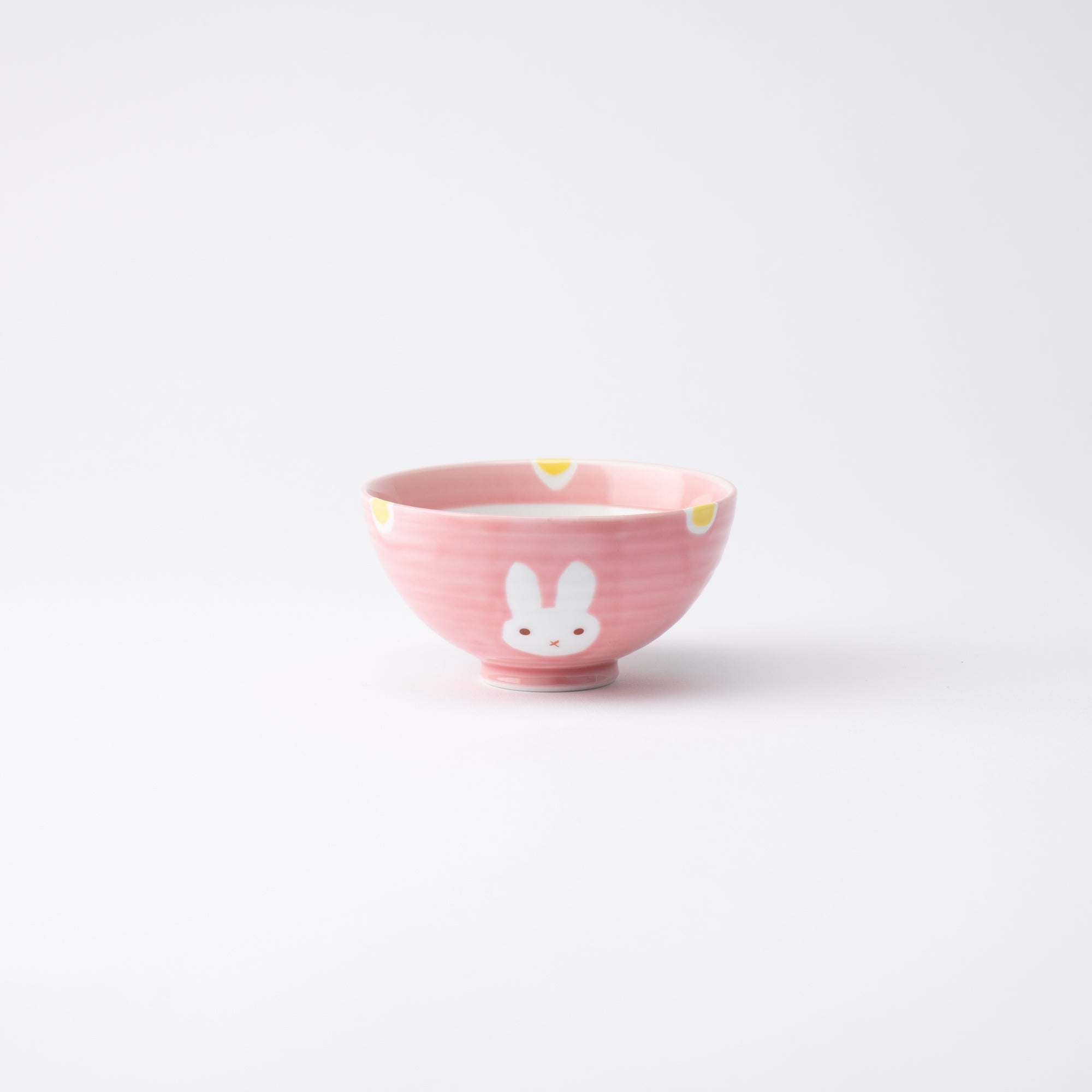 Oshin Kiln Pink Rabbit Hasami Children's Japanese Rice Bowl - MUSUBI KILN - Quality Japanese Tableware and Gift