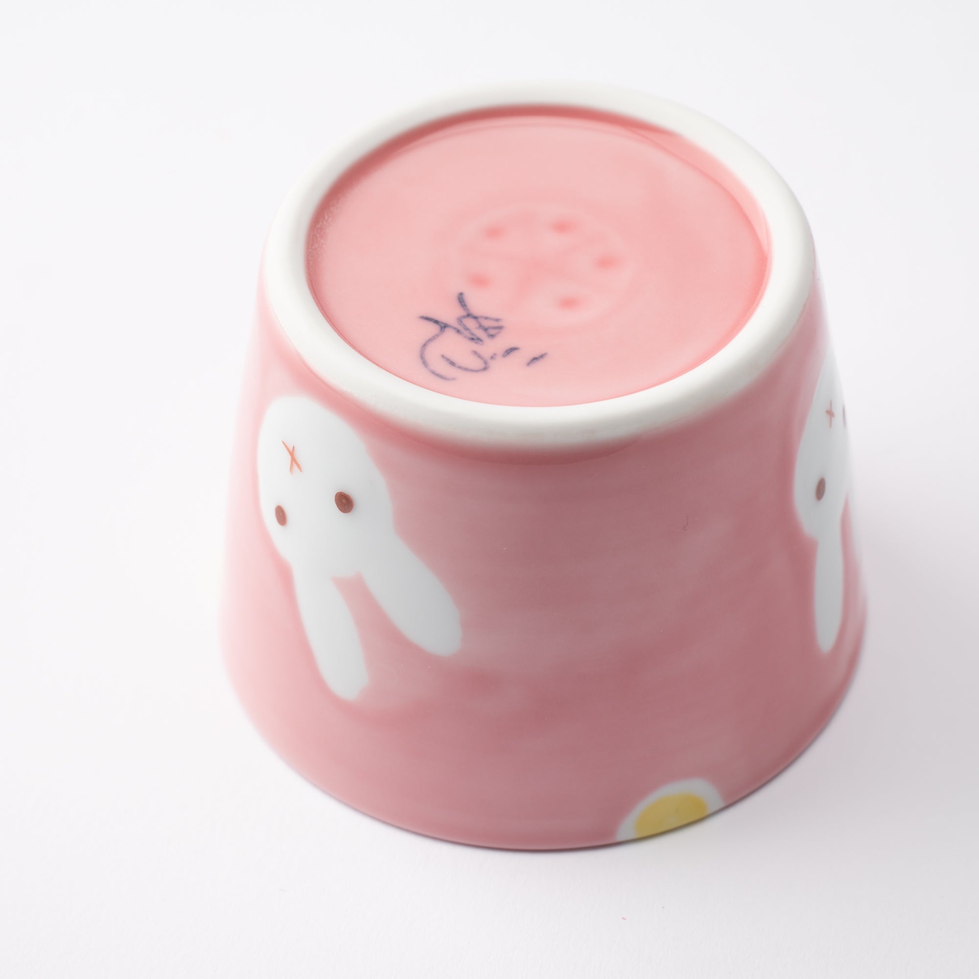 Oshin Kiln Pink Rabbit Hasami Children's Small Cup - MUSUBI KILN - Quality Japanese Tableware and Gift