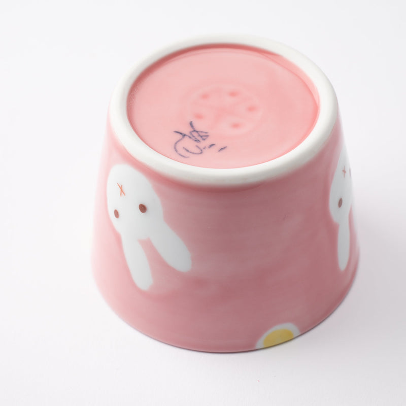 Oshin Kiln Pink Rabbit Hasami Children's Small Cup - MUSUBI KILN - Quality Japanese Tableware and Gift